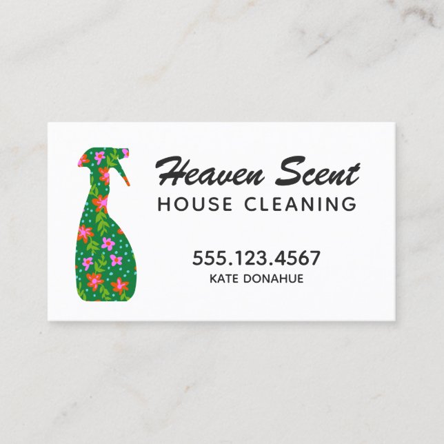 Tarjeta De Visita Servicio de limpieza de casas florales (Anverso)
