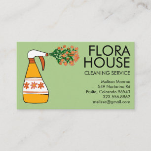 Tarjeta De Visita Servicio de limpieza de casas florales Botella de 