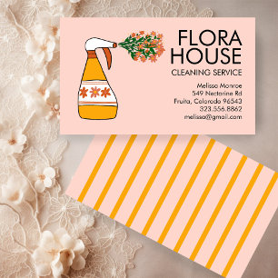 Tarjeta De Visita Servicio de limpieza de casas florales Botella de