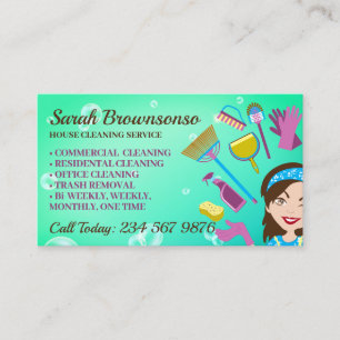 Tarjeta De Visita Servicio de limpieza de casas Fresh Bubble Janitor