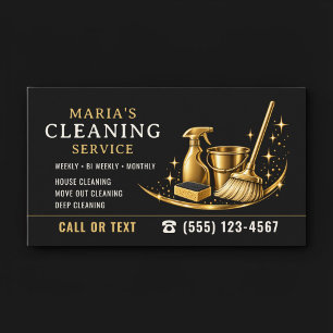 Tarjeta De Visita Servicio de limpieza de casas Gold Sparkle Maid