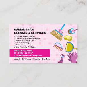 Tarjeta De Visita Servicio de limpieza de casas Lady Janitorials Pin