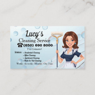 Tarjeta De Visita Servicio de limpieza de casas Lady Teal Maid