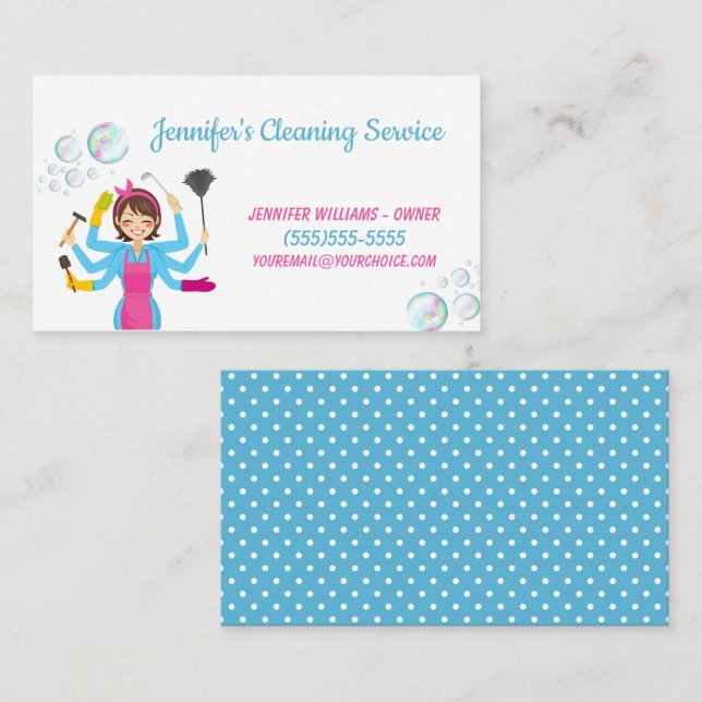 Tarjeta De Visita Servicio De Limpieza De Casas Maid (Anverso / Reverso)