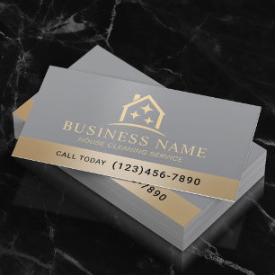 Tarjeta De Visita Servicio de limpieza de casas Modern Gold Housekee