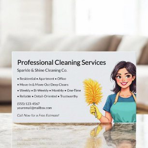 Tarjeta De Visita Servicio de limpieza de casas Modern Maid