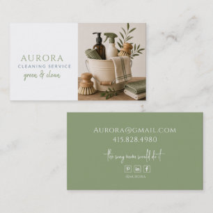 Tarjeta De Visita Servicio de limpieza de casas Modern Sage