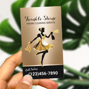 Tarjeta De Visita Servicio de limpieza de casas Moderna doncella de 