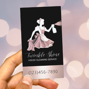 Tarjeta De Visita Servicio de limpieza de casas Moderna Rosa doncell