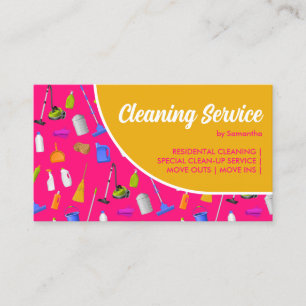 Tarjeta De Visita Servicio de limpieza de casas moderno amarillo ros