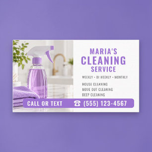 Tarjeta De Visita Servicio de limpieza de casas morado moderno