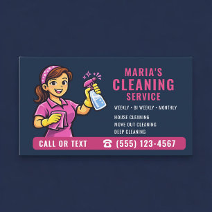 Tarjeta De Visita Servicio de limpieza de casas Navy Blue Maid