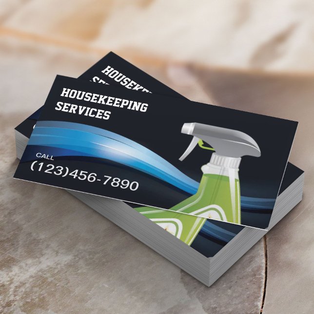 Tarjeta De Visita Servicio de limpieza de casas Ondas azules moderna (Subido por el creador)