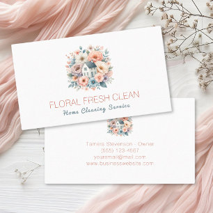 Tarjeta De Visita Servicio de limpieza de casas particulares Floral