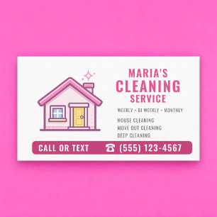 Tarjeta De Visita Servicio de limpieza de casas Pink