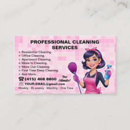 Tarjeta De Visita Servicio de limpieza de casas Pink Maid Janitorial