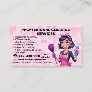 Tarjeta De Visita Servicio de limpieza de casas Pink Maid Janitorial