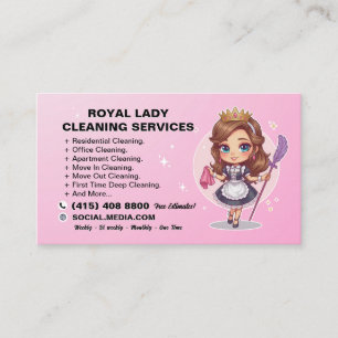 Tarjeta De Visita Servicio de limpieza de casas Pink Maid Janitorial