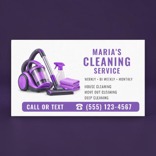 Tarjeta De Visita Servicio de limpieza de casas Purple House