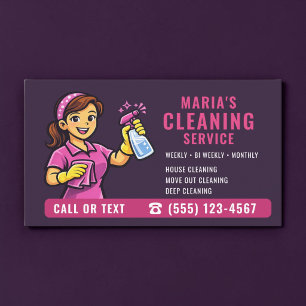 Tarjeta De Visita Servicio de Limpieza de Casas Purple Maid