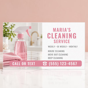Tarjeta De Visita Servicio de limpieza de casas rosa moderno