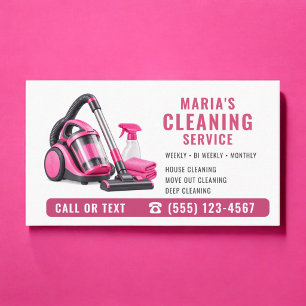 Tarjeta De Visita Servicio de limpieza de casas rosas