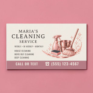 Tarjeta De Visita Servicio de limpieza de casas rosas