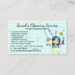 Tarjeta De Visita Servicio de limpieza de casas Teal Maid Janitorial