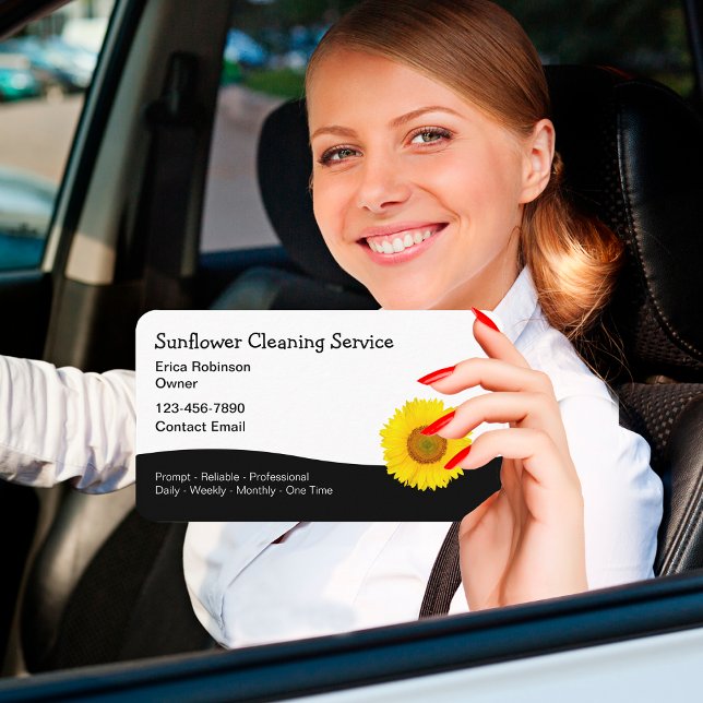 Tarjeta De Visita Servicio de limpieza de casas temáticas de girasol (Subido por el creador)