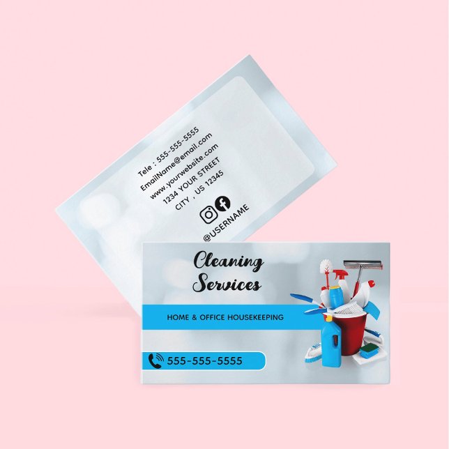 Tarjeta De Visita Servicio de limpieza de casas y servicios de donce (Premium House Cleaning & Maid Services Business Card)