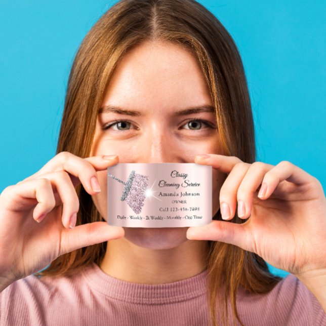 Tarjeta De Visita Servicio de limpieza de clase Maid Rosa Silver QRC (Subido por el creador)