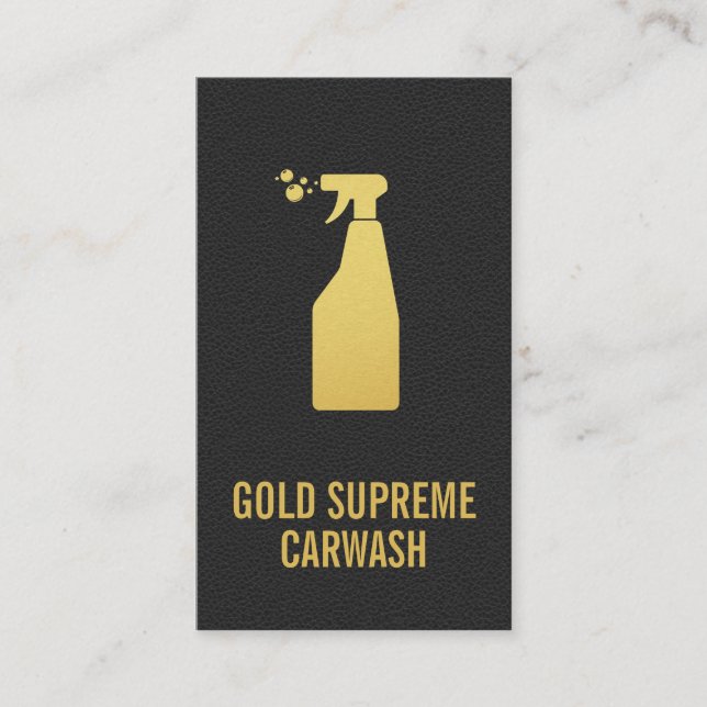 Tarjeta De Visita Servicio de limpieza de coches | Fondo de cuero (Anverso)