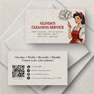Tarjeta De Visita Servicio de limpieza de criadas retro vintage