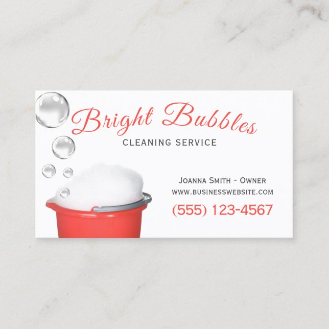 Tarjeta De Visita Servicio de limpieza de cubos de burbujas (Anverso)
