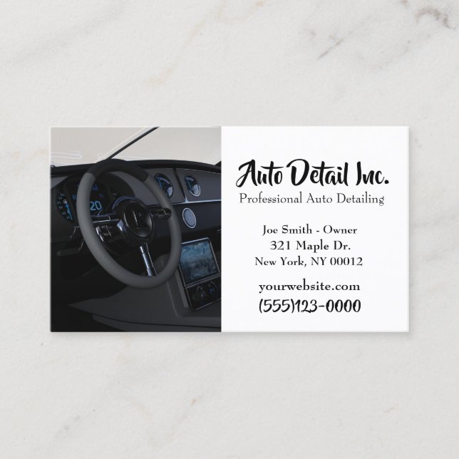 Tarjeta De Visita Servicio de limpieza de detalles del interior del  (Anverso)