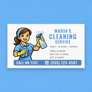 Tarjeta De Visita Servicio de Limpieza de Hogar Blue Maid