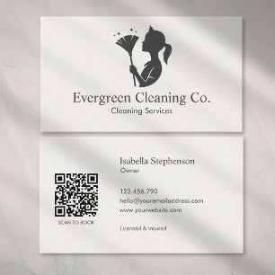 Tarjeta De Visita Servicio de Limpieza de Hogar Cleaner Código QR Mi