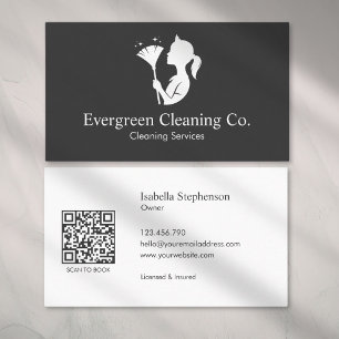 Tarjeta De Visita Servicio de Limpieza de Hogar Limpio Código QR Mod