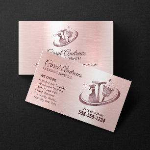 Tarjeta De Visita Servicio de limpieza de janetería de oro rosa bril