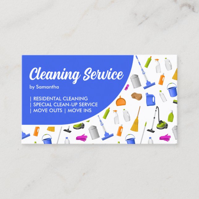 Tarjeta De Visita Servicio de limpieza de la Casa Azul (Anverso)