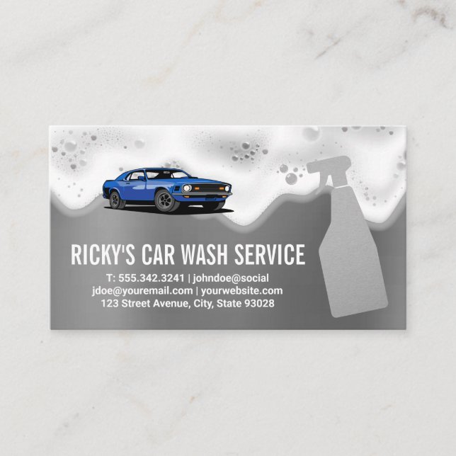 Tarjeta De Visita Servicio de limpieza de lavado de coches | Baches  (Anverso)