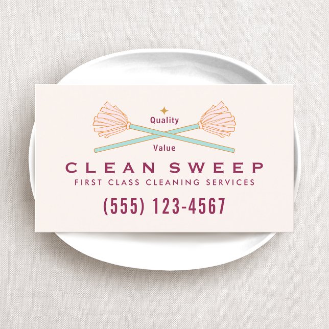 Tarjeta De Visita Servicio de limpieza de limpieza de casas con mást (Subido por el creador)