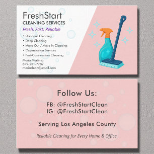 Tarjeta De Visita Servicio de limpieza de limpieza elegante