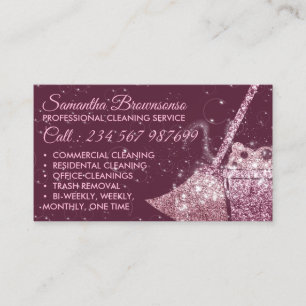 Tarjeta De Visita Servicio de limpieza de lujo Burgundy doncella de 