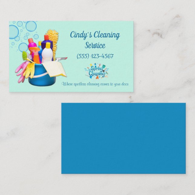 Tarjeta De Visita Servicio de limpieza de material de limpieza Diseñ (Anverso / Reverso)