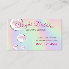 Tarjeta De Visita Servicio de limpieza de mazas de burbujas holográf