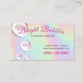 Tarjeta De Visita Servicio de limpieza de mazas de burbujas holográf