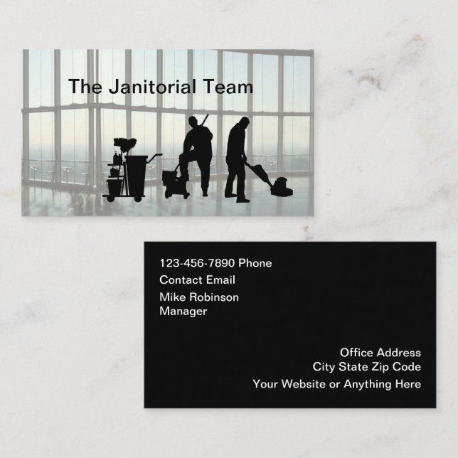 Tarjeta De Visita Servicio de limpieza de Office Janitorial (Anverso / Reverso)