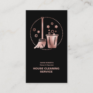 Tarjeta De Visita Servicio de limpieza de oro Rosa House Cleaner