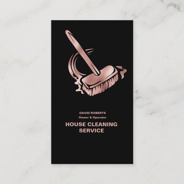 Tarjeta De Visita Servicio de limpieza de oro Rosa House Cleaner (Anverso)